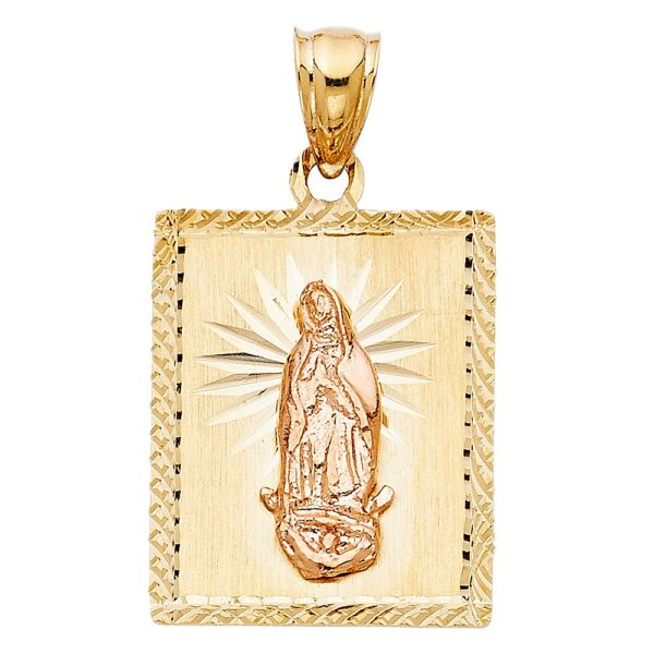 14K 2T Religious Guadalupe Pendant