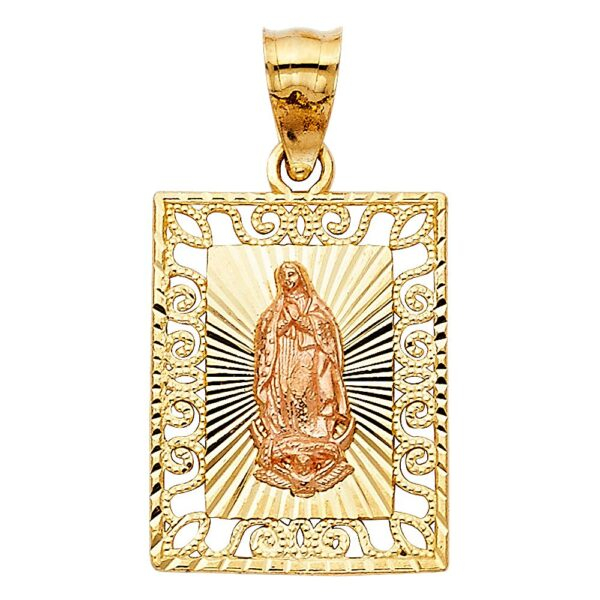 14K 2T Religious Guadalupe Pendant