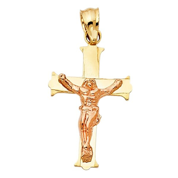 14K 2T Religious Crucifix Stamp Pendant