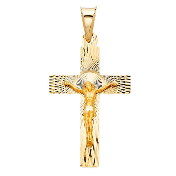 14K Religious Crucifix Stamp Pendant