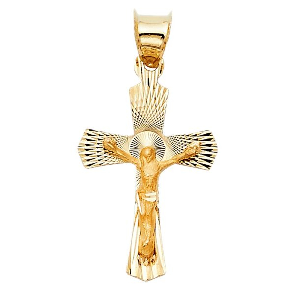 14K Religious Crucifix Stamp Pendant