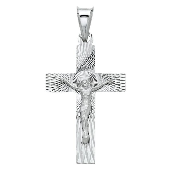 14K Religious Crucifix Stamp Pendant