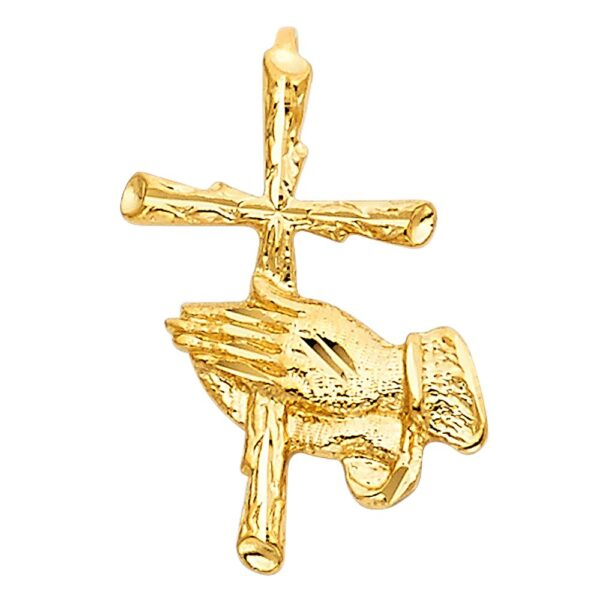 14K Religious Praying Hand with Cross Pendant