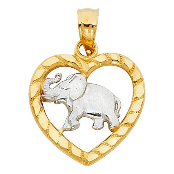 14K 2T Elephant Heart Pendant