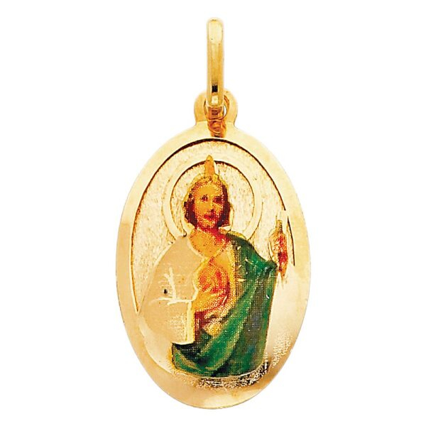 14K St. Jude Enamel Picture Religious Pendant