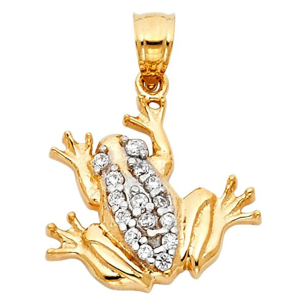 14K CZ Frog Pendant