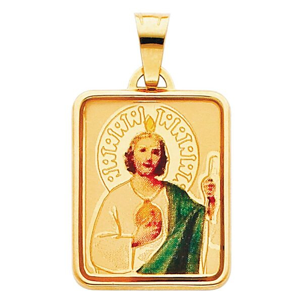 14K St. Jude Enamel Picture Religious Pendant