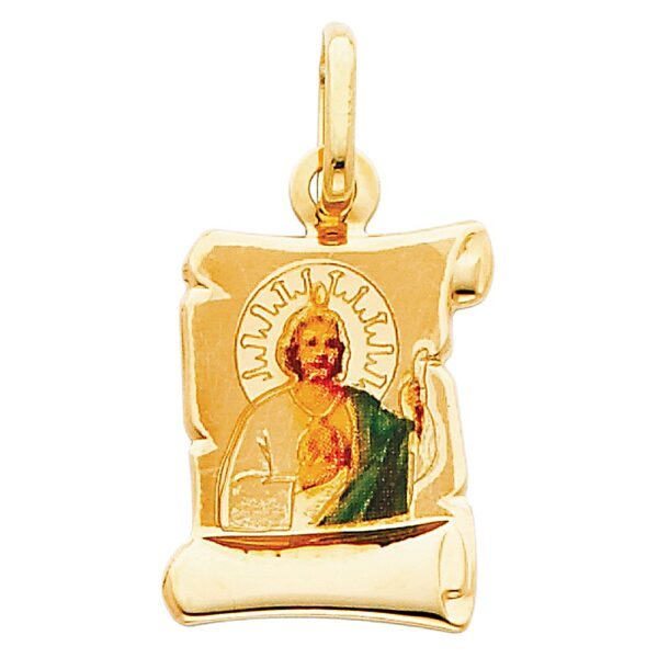 14K St. Jude Enamel Picture Religious Pendant