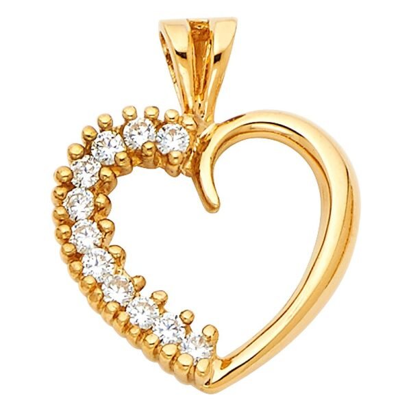 14K CZ Heart Pendant