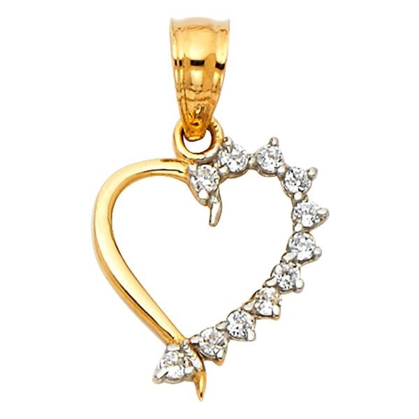14K CZ Heart Pendant