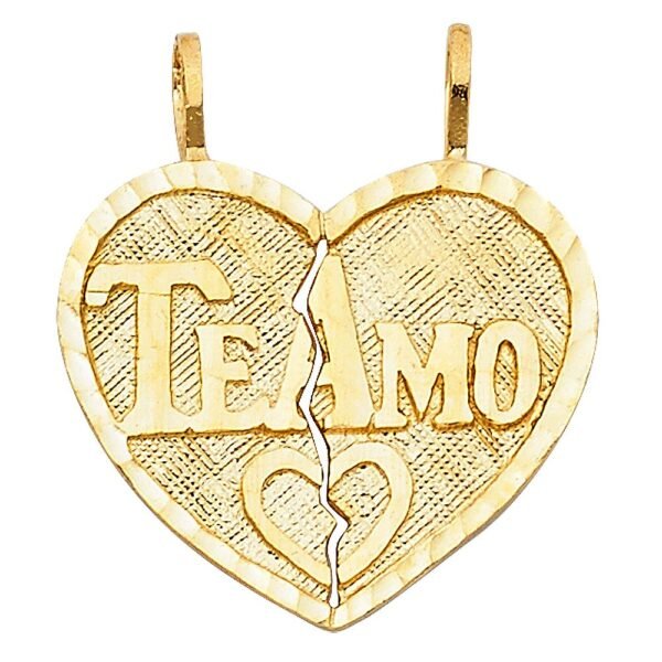 14K Teamo Heart 2 Piece Pendant