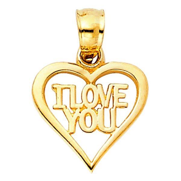 14K I Love You Heart Pendant