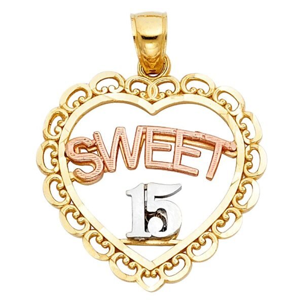 14K 3C 15 Years Years Heart Pendant