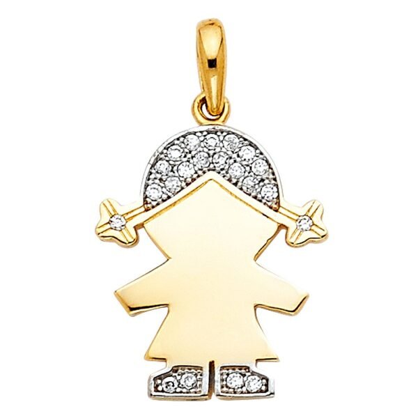 14K CZ Girl Pendant