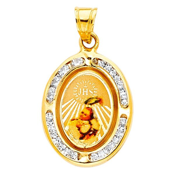 14K Baptism CZ Religious Pendant