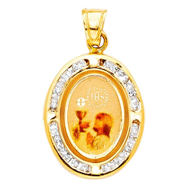 14K Communion CZ Religious Pendant