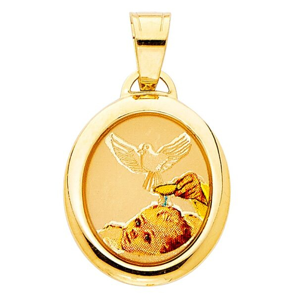 14K Baptism Enamel Picture Religious Pendant