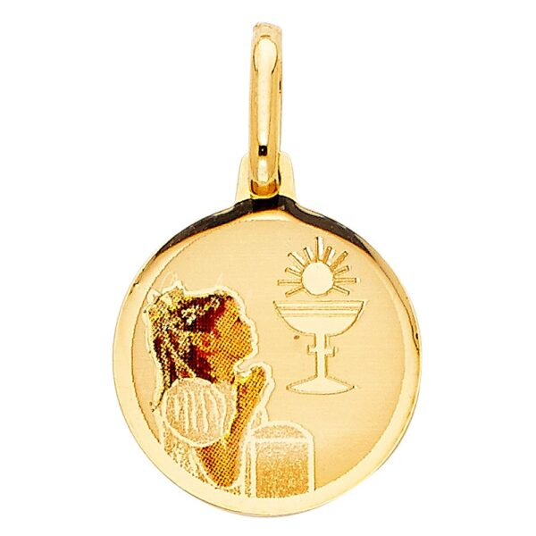 14K Baptism Enamel Picture Religious Pendant