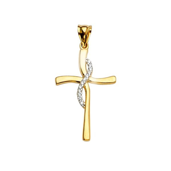 14K 2Tone Cross Pendant