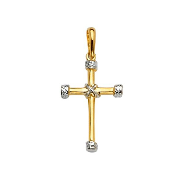 14K 2Tone Cross Pendant