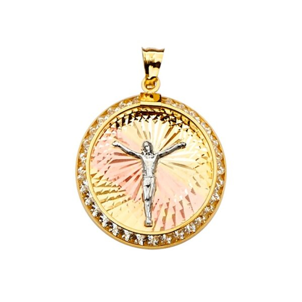 14K 3Color Jesus Medal Pendant