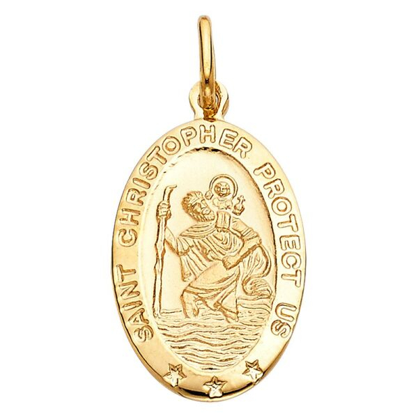 14K St. Christopher Religious Pendant