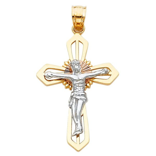 14K 3C Jesus Crucifix Cross Religious Pendant