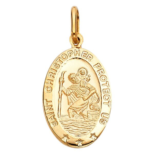 14K St. Christopher Religious Pendant