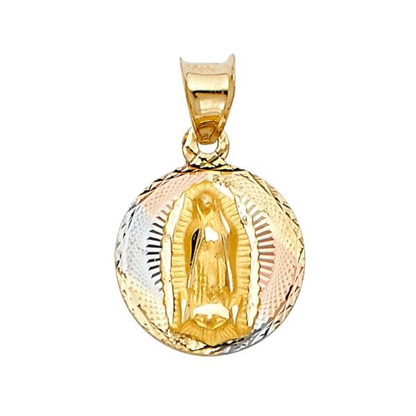 14K 3C DC Guadlupe Stamp Religious Pendant