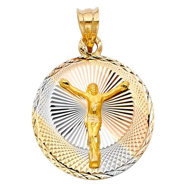 14K 3C DC Jesus Stamp Religious Pendant