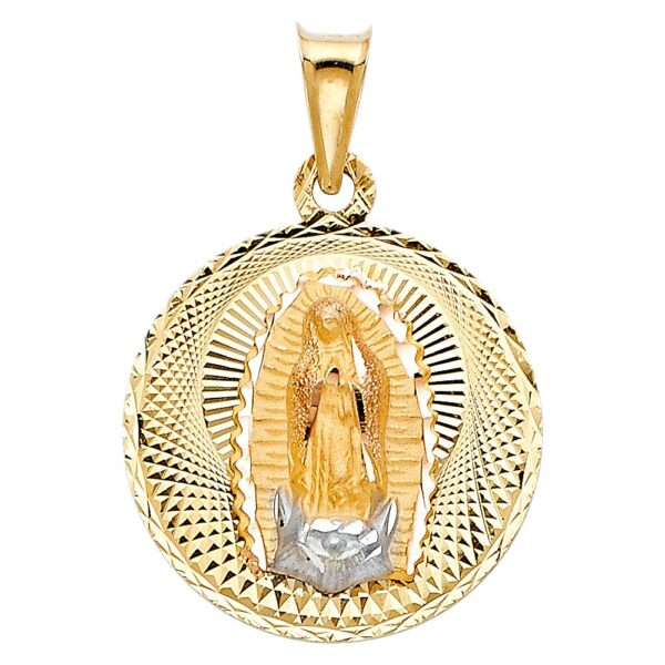 14K 3C DC Guadlupe Stamp Religious Pendant