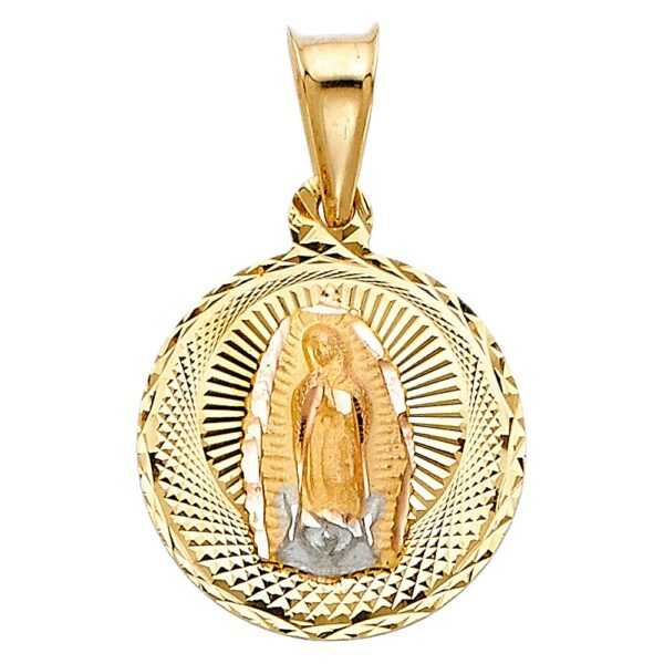 14K 3C DC Guadlupe Stamp Religious Pendant