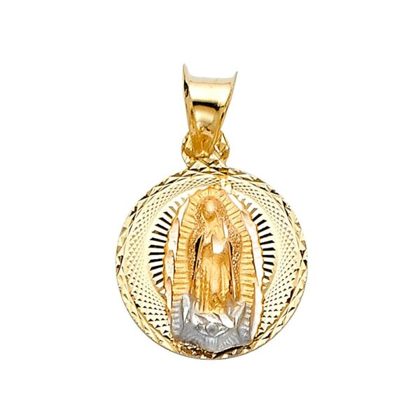 14K 3C DC Guadlupe Stamp Religious Pendant