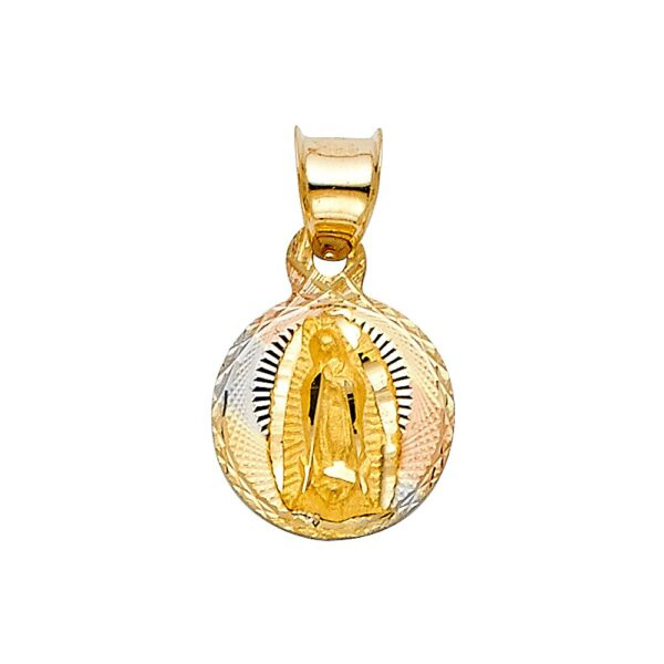 14K 3C DC Guadlupe Stamp Religious Pendant