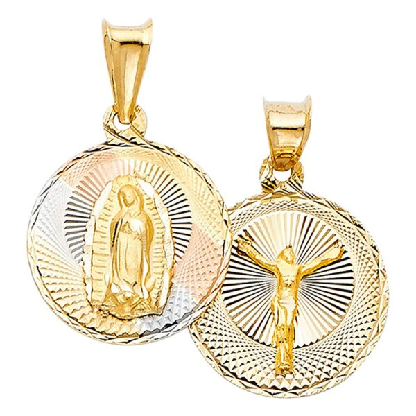 14K 3C DC Double Side Stamp Religious Pendant