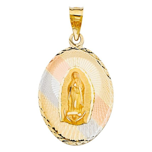 14K 3C DC Guadlupe Stamp Religious Pendant