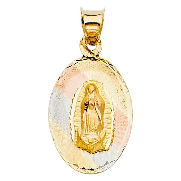 14K 3C DC Guadlupe Stamp Religious Pendant