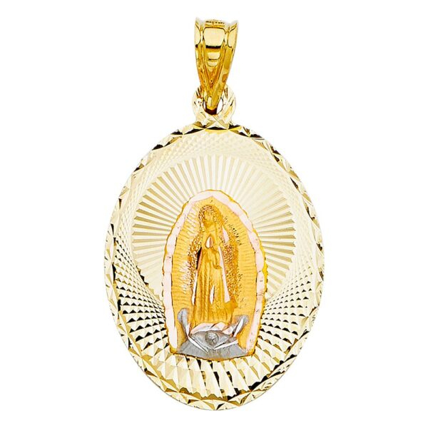 14K 3C DC Guadlupe Stamp Religious Pendant