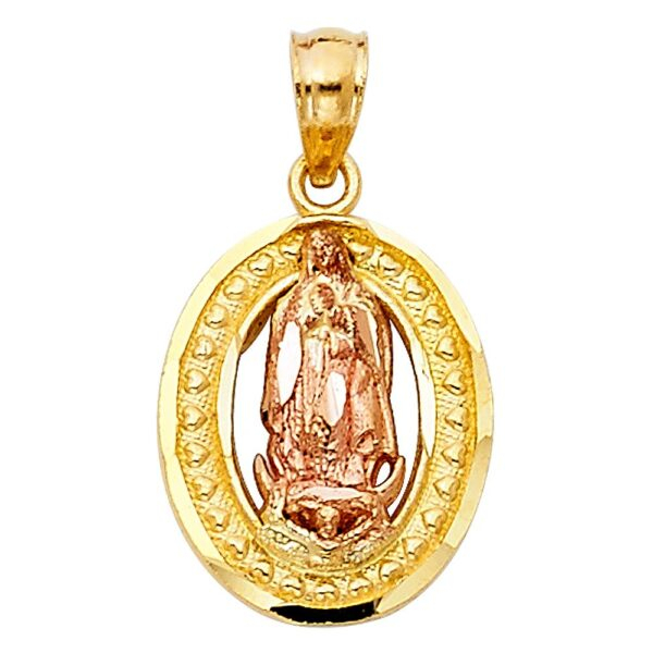 14K 2T Religious Guadlupe Pendant