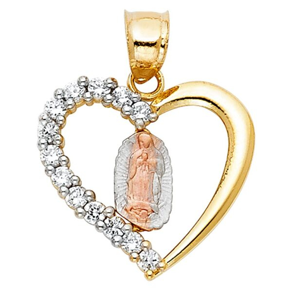 14K 3C Religious Guadalupe CZ Pendant