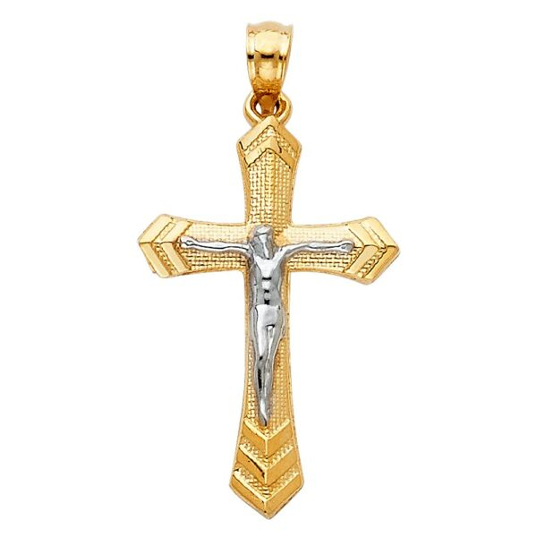 14K 2T Jesus Crucifix Cross Religious Pendant