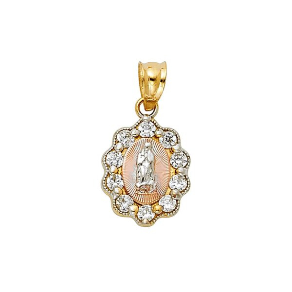 14K 3C Religious Guadlupe CZ Pendant