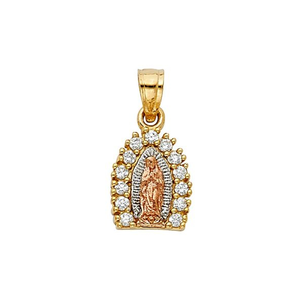 14K 3C Religious Guadlupe CZ Pendant