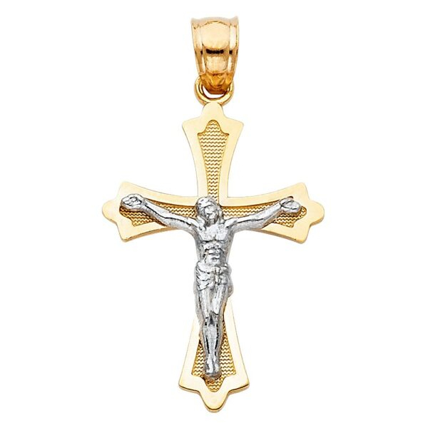 14K 2T Jesus Crucifix Cross Religious Pendant