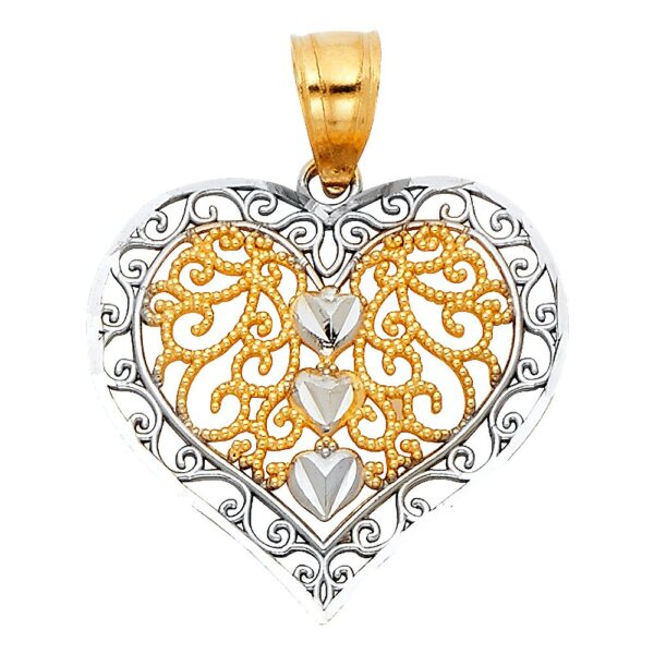 14K 2T Heart Pendant