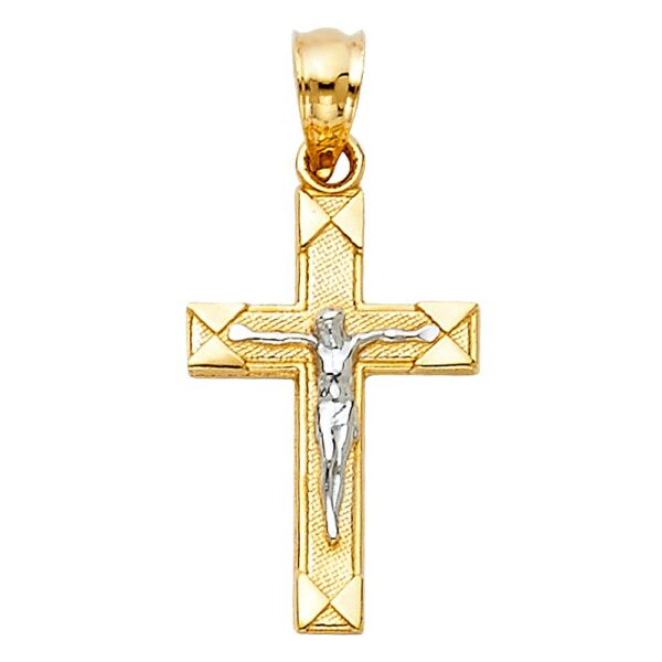 14K 2T Jesus Crucifix Cross Religious Pendant