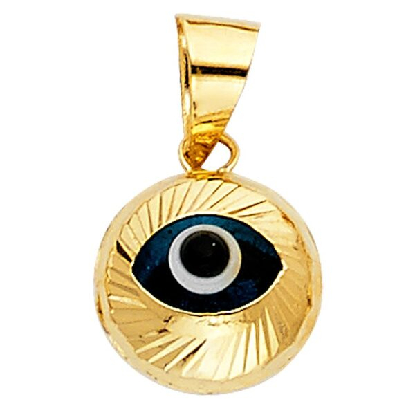 14K Evil Eye Fluted Pendant