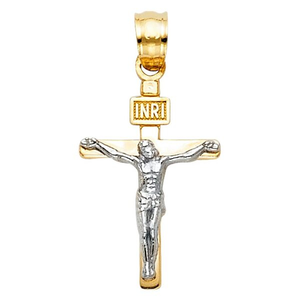 14K 2T Jesus Crucifix Cross Religious Pendant