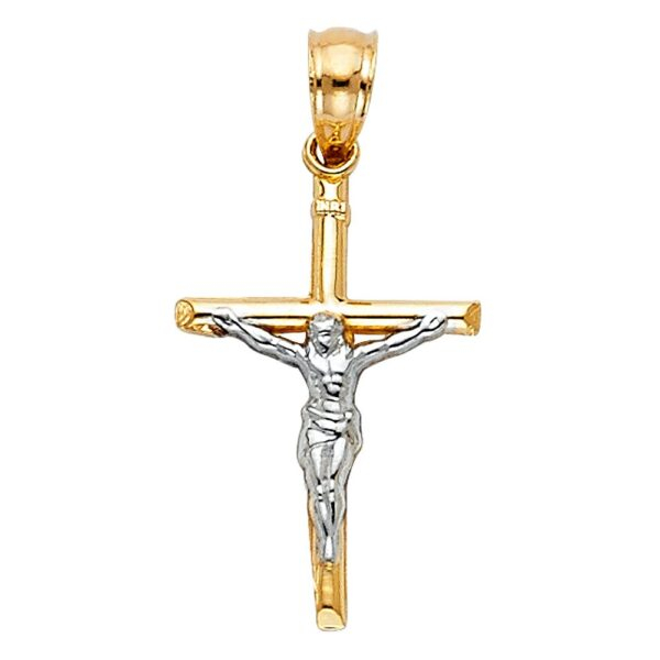 14K 2T Jesus Crucifix Cross Religious Pendant