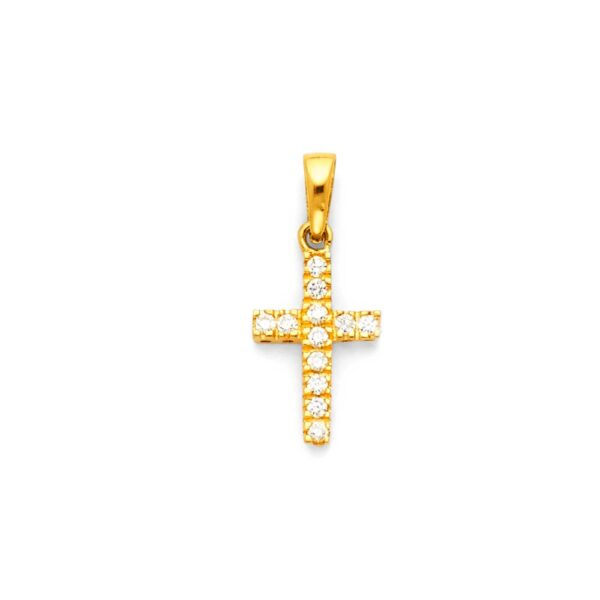 14K Cross CZ Religious Pendant